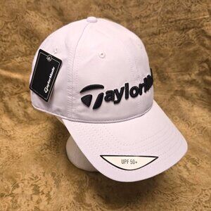 TaylorMade Men's White Baseball Style Golf Cap.